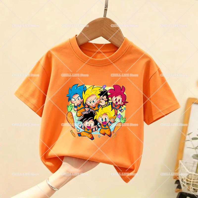 Anime Kids Short Sleeve T Shirt Son Goku Cartoon Toddler Tee Shirts Boy Girl Summer Clothes Casual Children Tops