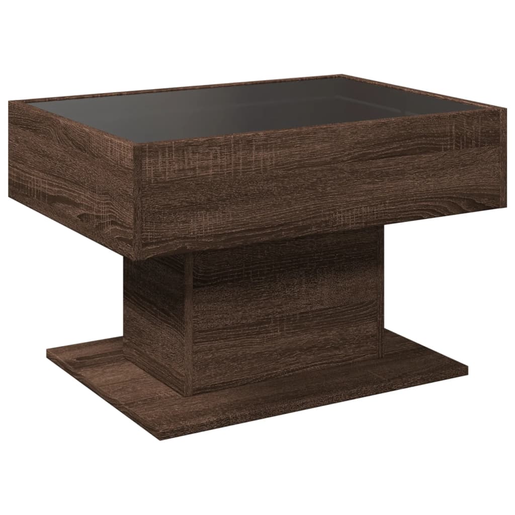 LED Coffee Table Brown Oak Effect 70 x 50 x 45 cm Wood Based Panel