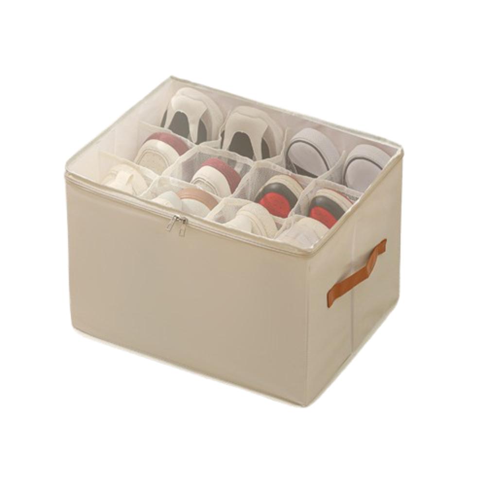 

Waterproof 12 Grids Shoes Storage Box Dustproof Clothes Jeans Storage Box Bedroom бежевый
