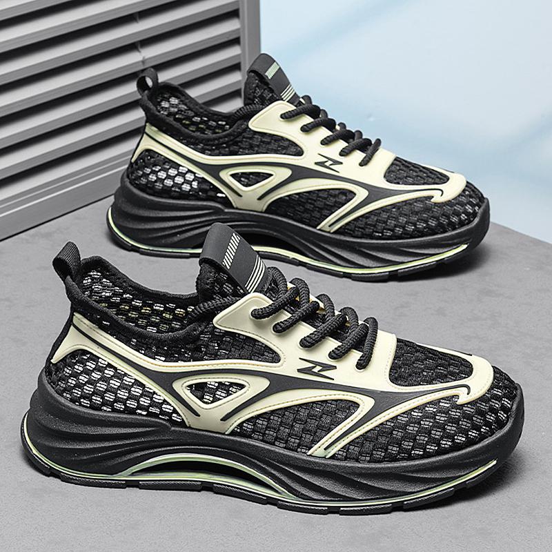 Men's Spring Summer New Lightweight Breathable Mesh Sports Shoes Casual Lazy Style PVC Outsole Non-Leather Leisure Running Shoes