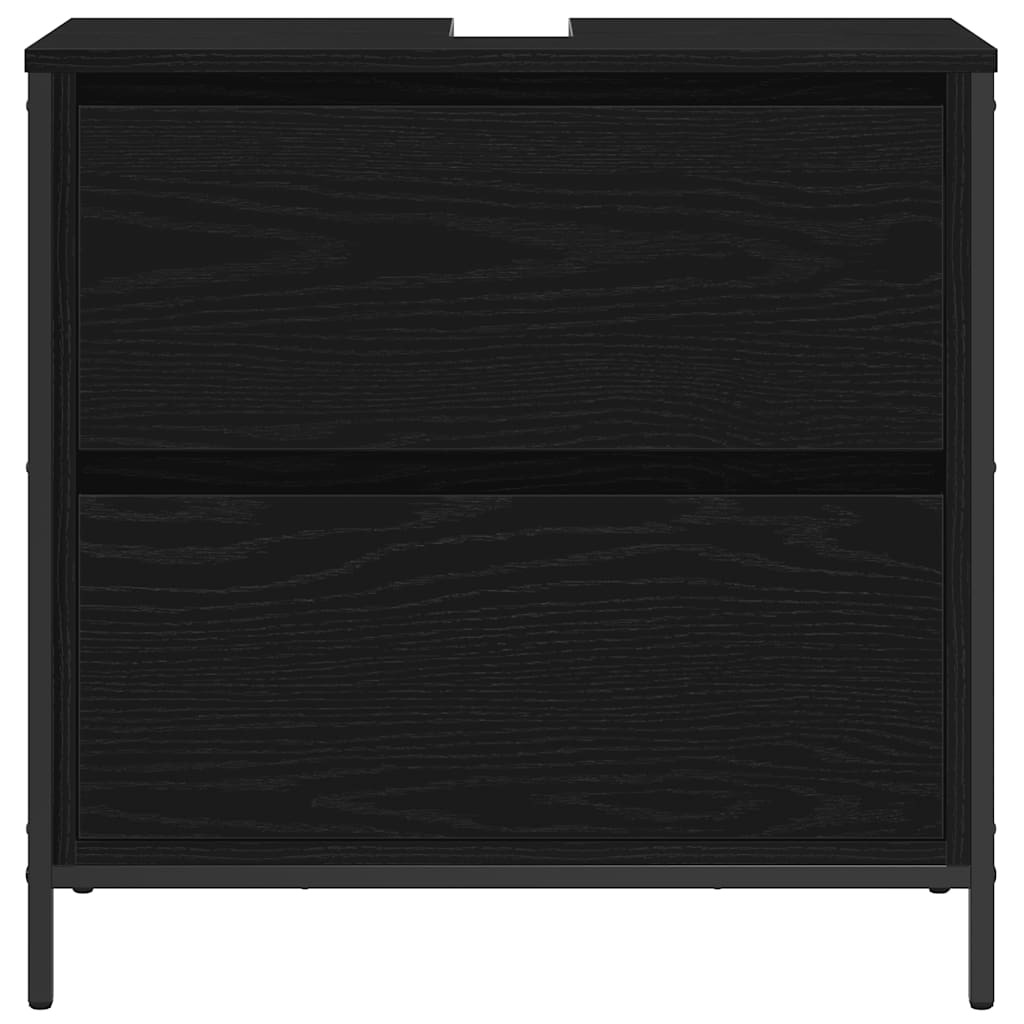 Black Oak Effect Bathroom Vanity Unit with Drawers