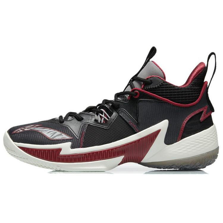 New LiNing Zhengfeng Wear Resistant Slip Resistant Mid Top Performance Basketball Shoes Men's Black Red ABAR083-1