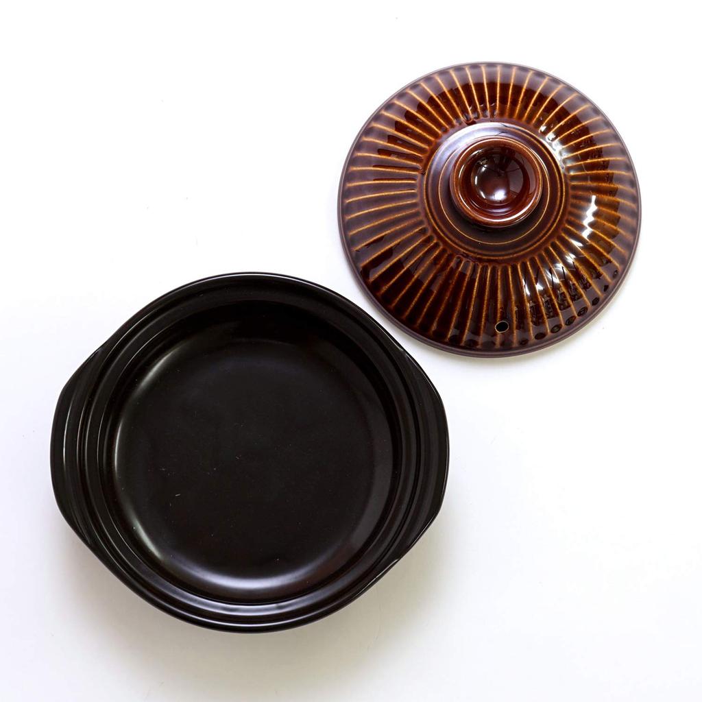 Ginpo Pottery Chrysanthemum Clay Pot, Banko Ware (Size 7 / Amber / Serves 2) "A next-generation clay pot that will beautifully adorn your table" Styli