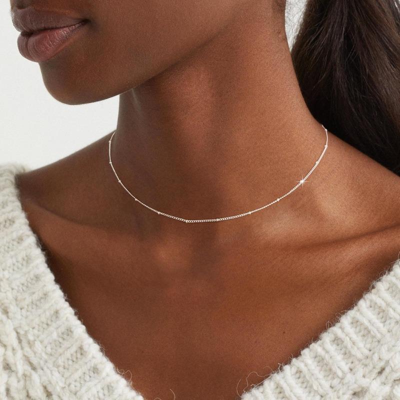 14K Gold/Silver Plated Stainless Steel Satellite Choker Shining Dots Station Necklace waterproof Exquisite Jewelry for women