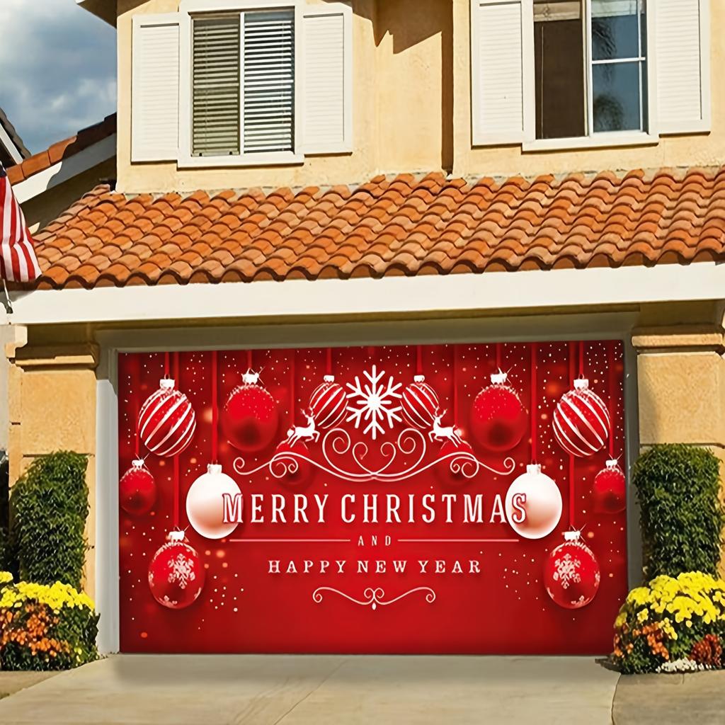 Christmas Garage Door Banner - Winter Snowman and Santa Claus Outdoor/Indoor Decoration Perfect for Christmas