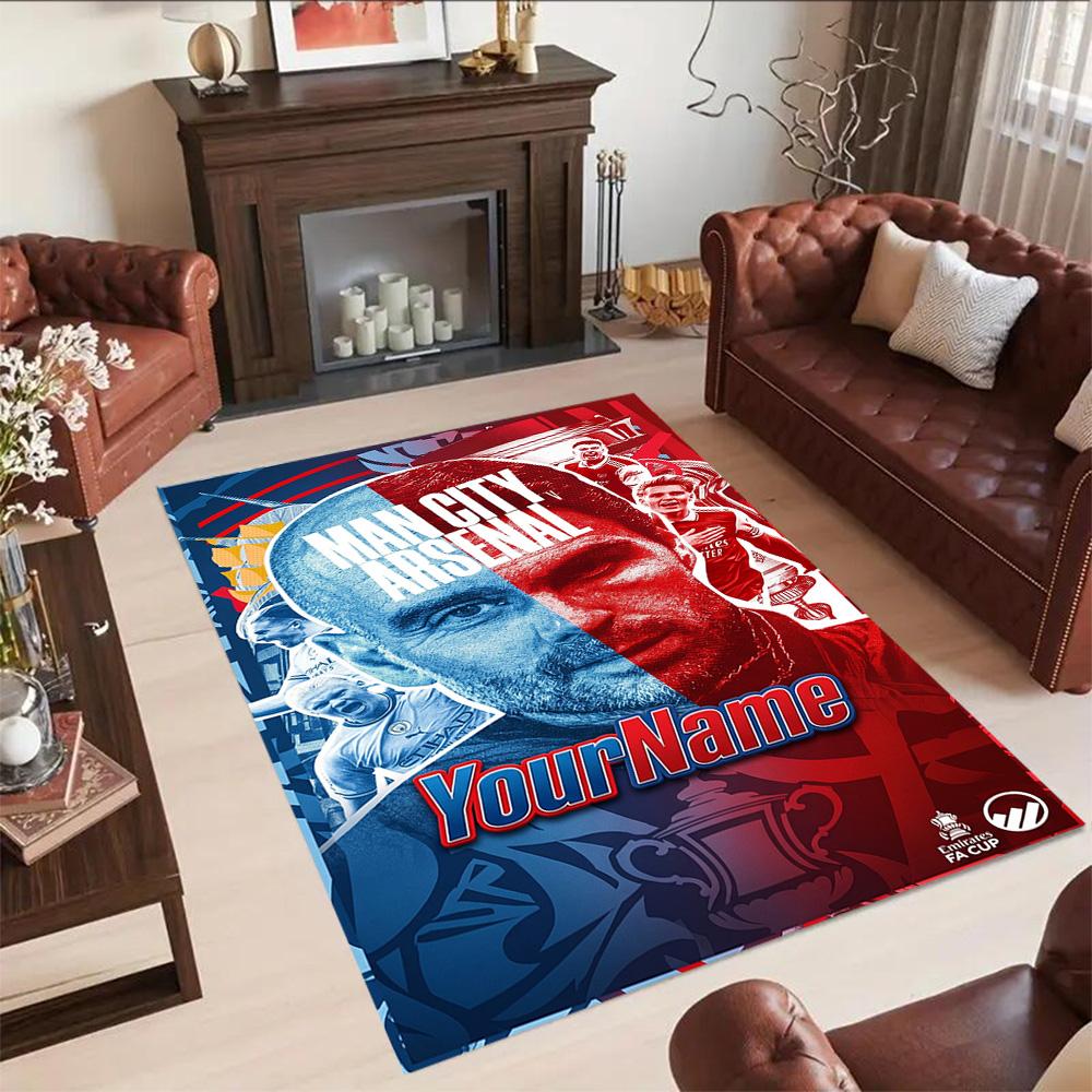 Arsenal Customizable Name Floor Mat Design for Study Room Living Rooms Decorate Room Dormitory Antislip Carpet Office Home Decor Gift for Festivals