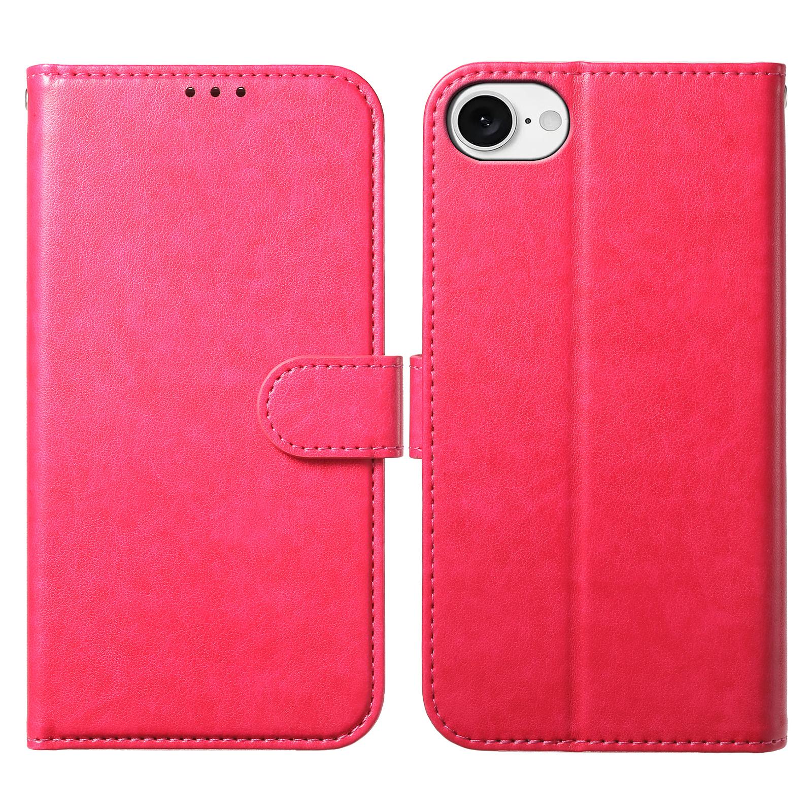 

For iPhone 16e Wallet Phone Case with 8 Card Slot Stand PU Leather Folio Flip Cover Rose
