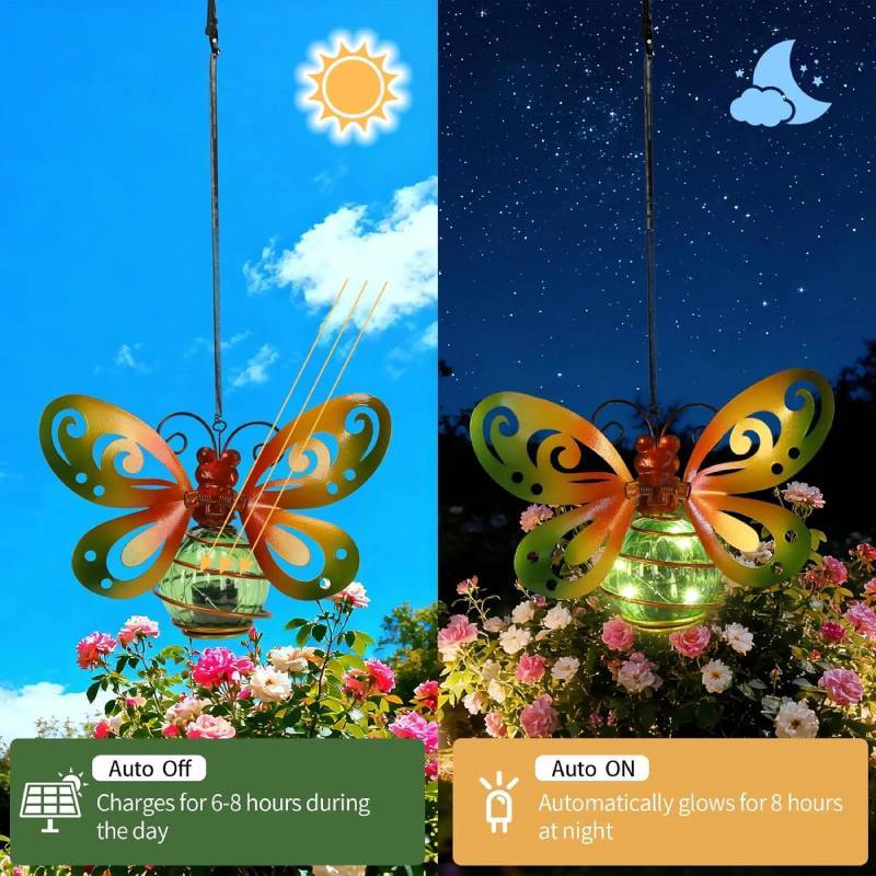 Solar Garden Light With Iron Figure And Warm Glow For Outdoor Decor