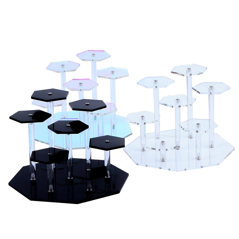 Hexagon Acrylic Display Stand 7 Layer Tiered Showcase Rack Detachable Transparent Holder For Figurine Jewelry Cosplay Collection