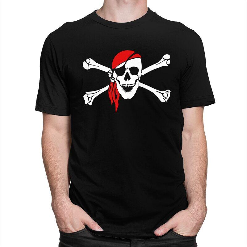 Custom Jolly Roger Skull Cross Bones Pirate Flag T Shirt Men Short Sleeves Pure Cotton Tshirt Tees Fashion Tshirts