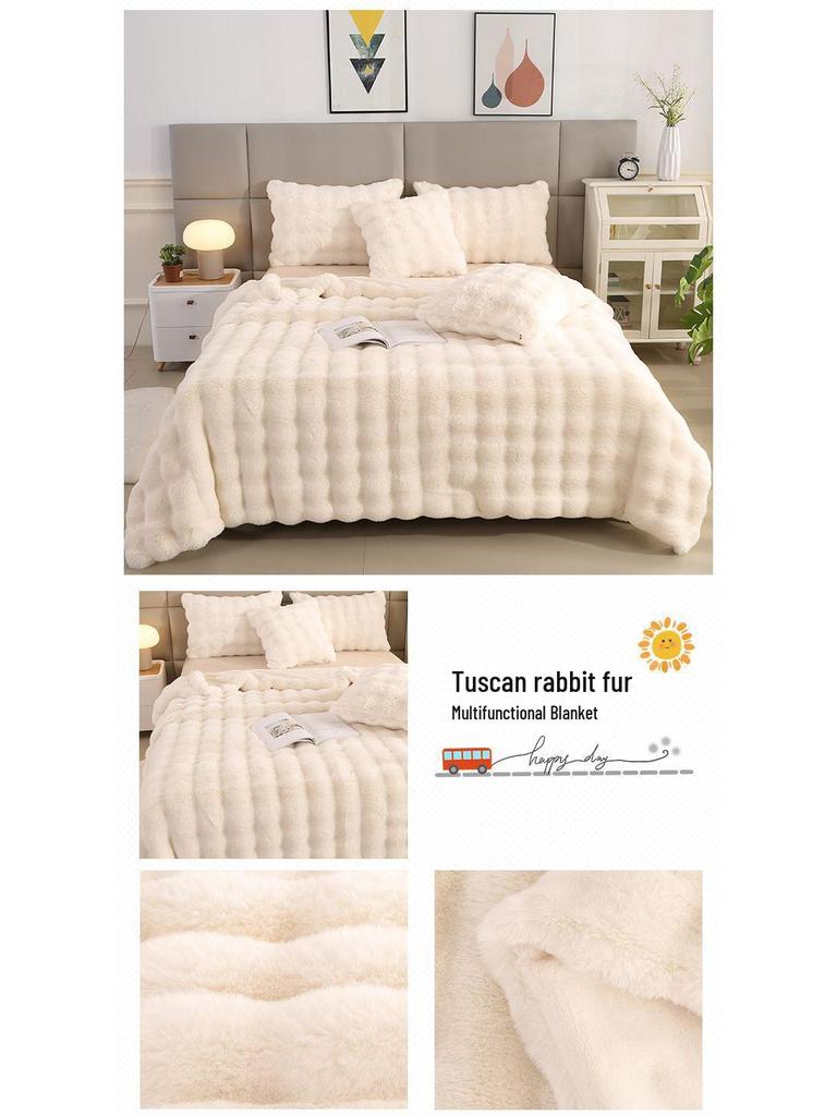 Rote Hasen-Fleece-Plüschdecke - Fleckenresistent, Dick, Kunstpelz, Luxusdecke