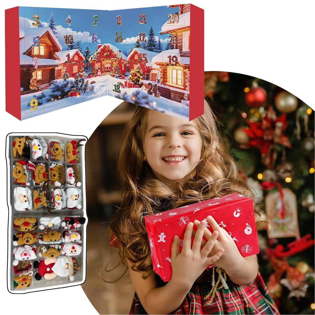 Plush Ornament Christmas Advent Countdown Calendar 24-Day Advent 2025 Festive Plush Doll Pendant for Christmas Tree Window