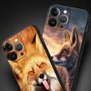 Cute Cartoon Animal Fox Phone Case For iPhone Apple 14 13 12 11 Pro Max Mini 7 8 Plus XR XS X SE 2020 Black Silicone Cover Coque