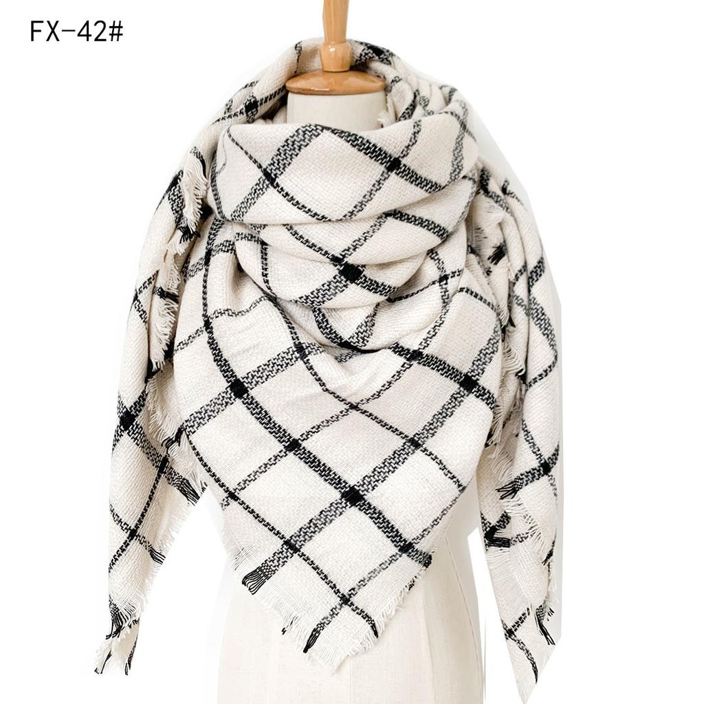 Factory Direct Sales Foreign Trade Autumn/winter New Neck Scarf, Imitation Cashmere Acrylic Black Beige Plaid Square Scarf, Women's Shawl