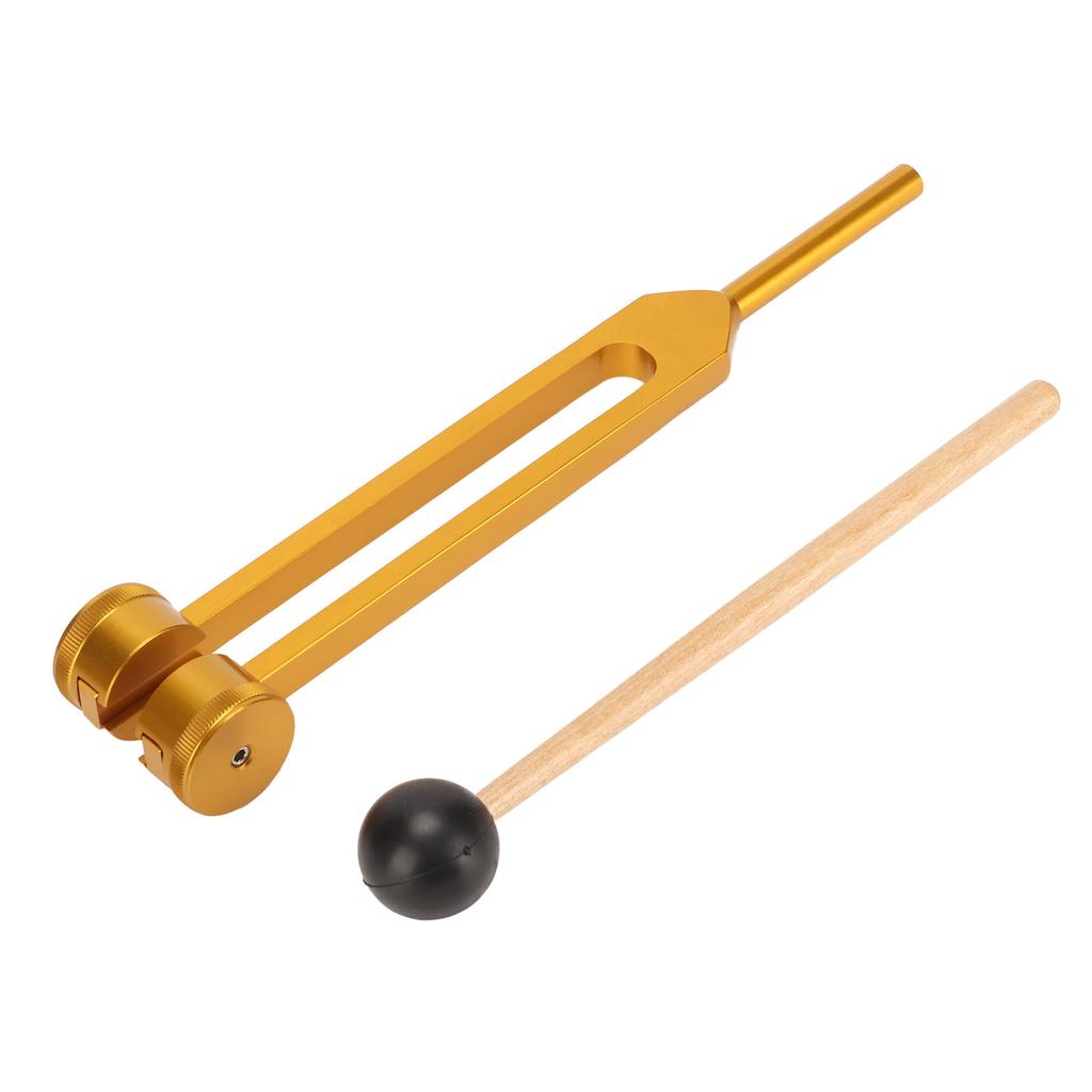 128Hz Heilstimmgabel-Set Stressabbau Aluminiumlegierung Medizinische Stimmgabel mit Hammer Klein Gold