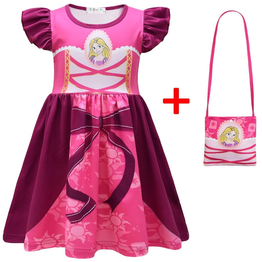 Disney Princess Dress Belle Ariel Elsa Cosplay Bag Halloween Party Costume