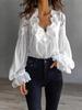 2026 Lace Patchwork Puff Sleeve Pleated Women's Shirt