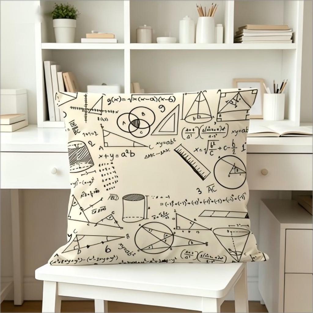 Math Formula Throw Pillow Cover Vintage Handwritten Math Print Decorative Cushion Cover For Home Decor