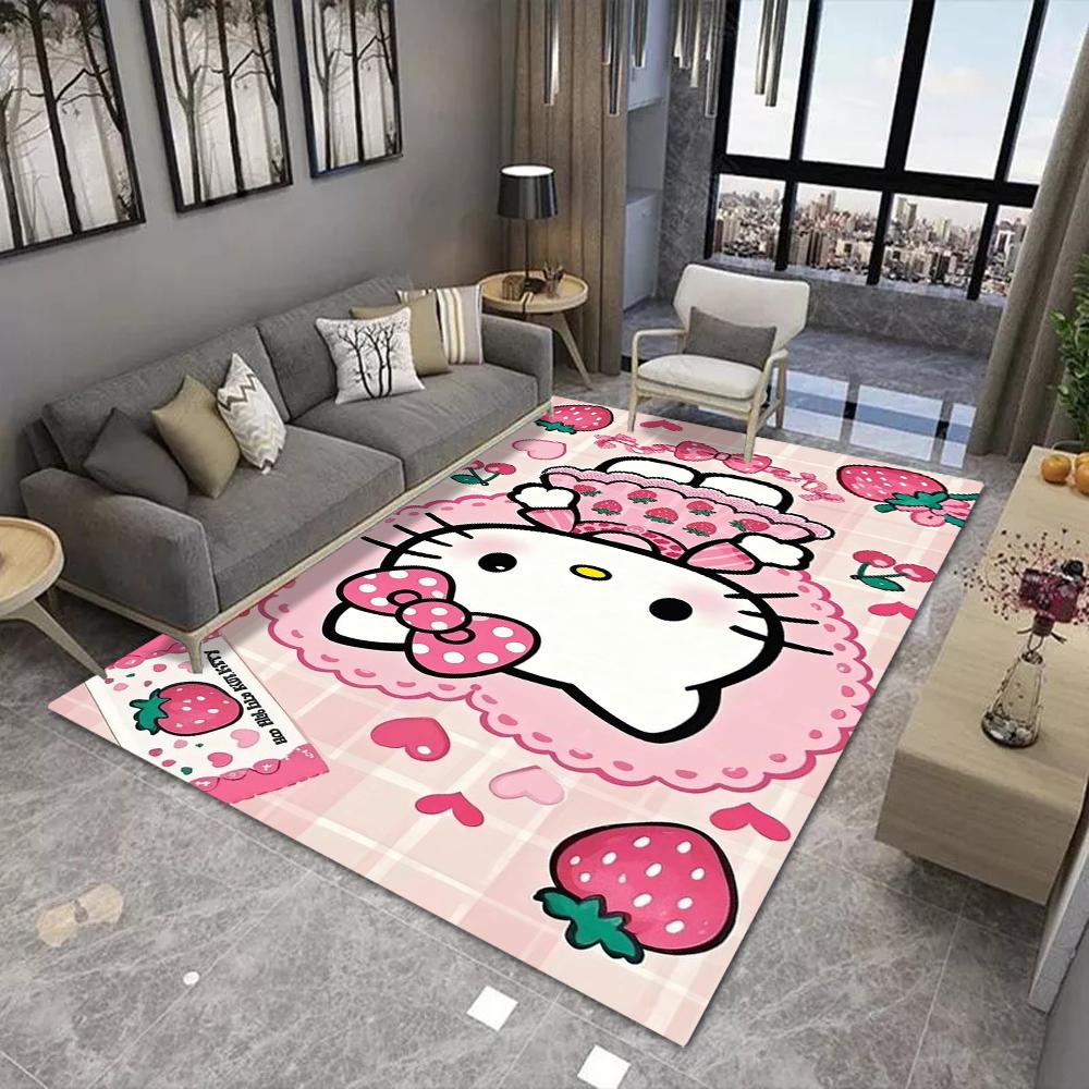 Hello K-Kitty Floor INS Style Soft Bedroom Floor Mat Rectangle Anti-slip Home Soft Badmat Front Door Indoor Outdoor Mat Hotel