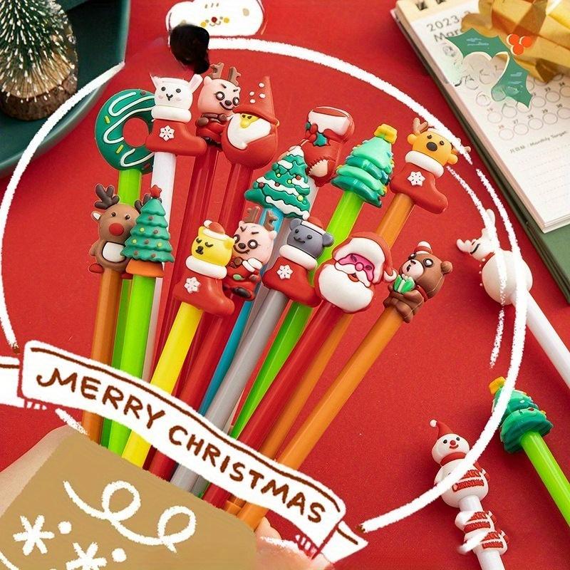 60Pcs Kawaii Christmas Gel Pen Cute Christmas Tree Reindeer Santa Snowman Gift 0.38mm Black Neutral Pens School Office Stationary