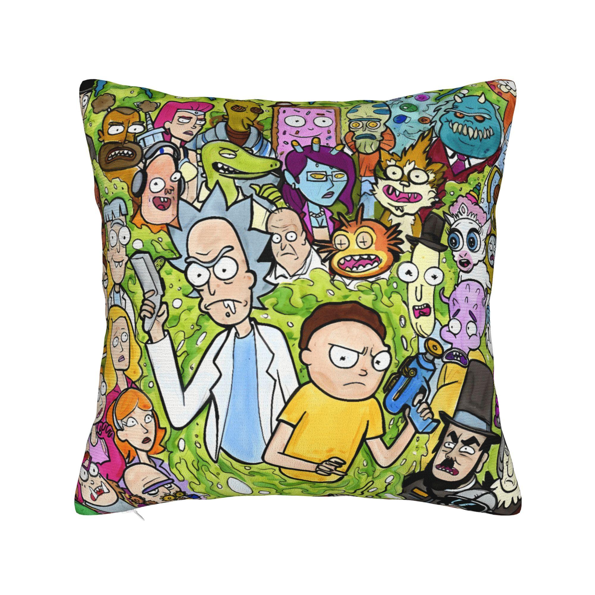 

Ricked and Mortys Pillow Cover Soft Cushion Cover Morden Pillow Case For Living Room Chair 12x12Inch