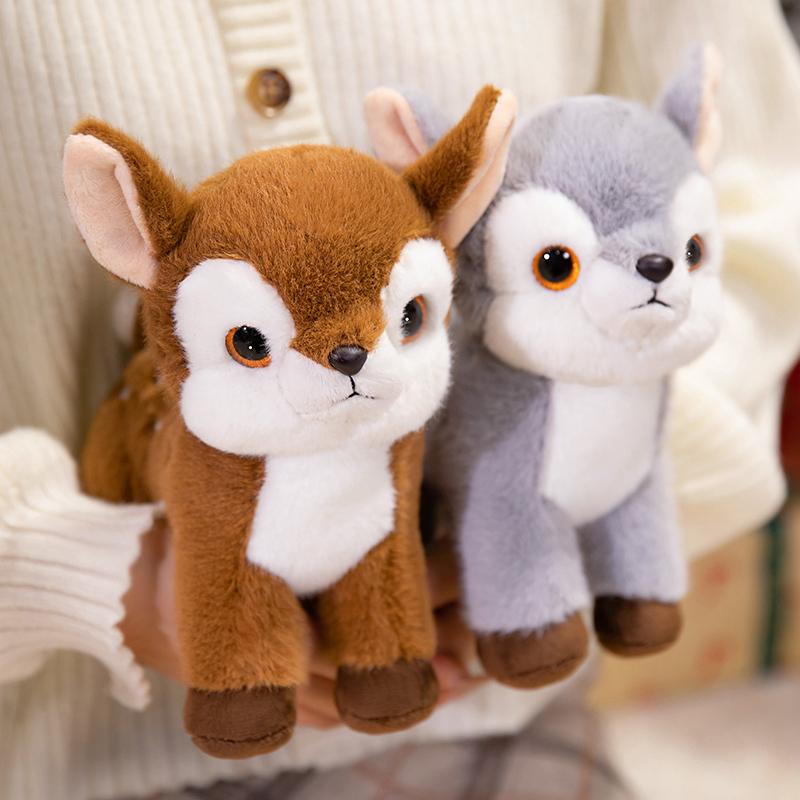 23Cm Cartoon Cute Elk Plush Doll Pillow Pink Blue Grey Round Hippo Sika Deer Plush Toy Home Decor Christmas Gift For Children
