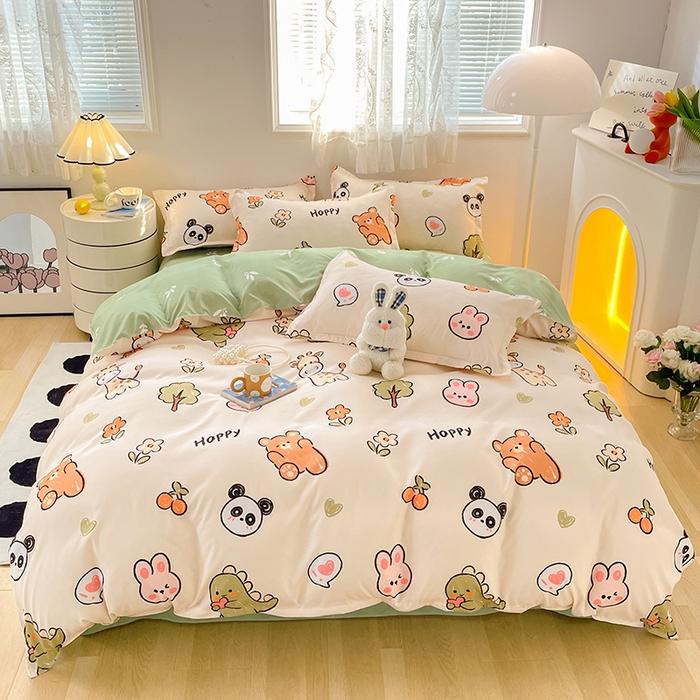 Cute Bear Duvet Cover Set Cozy Cartoon Bedding Set With Zipper Comfortable Breathable Reversible Comforter Cover For Girls Teens