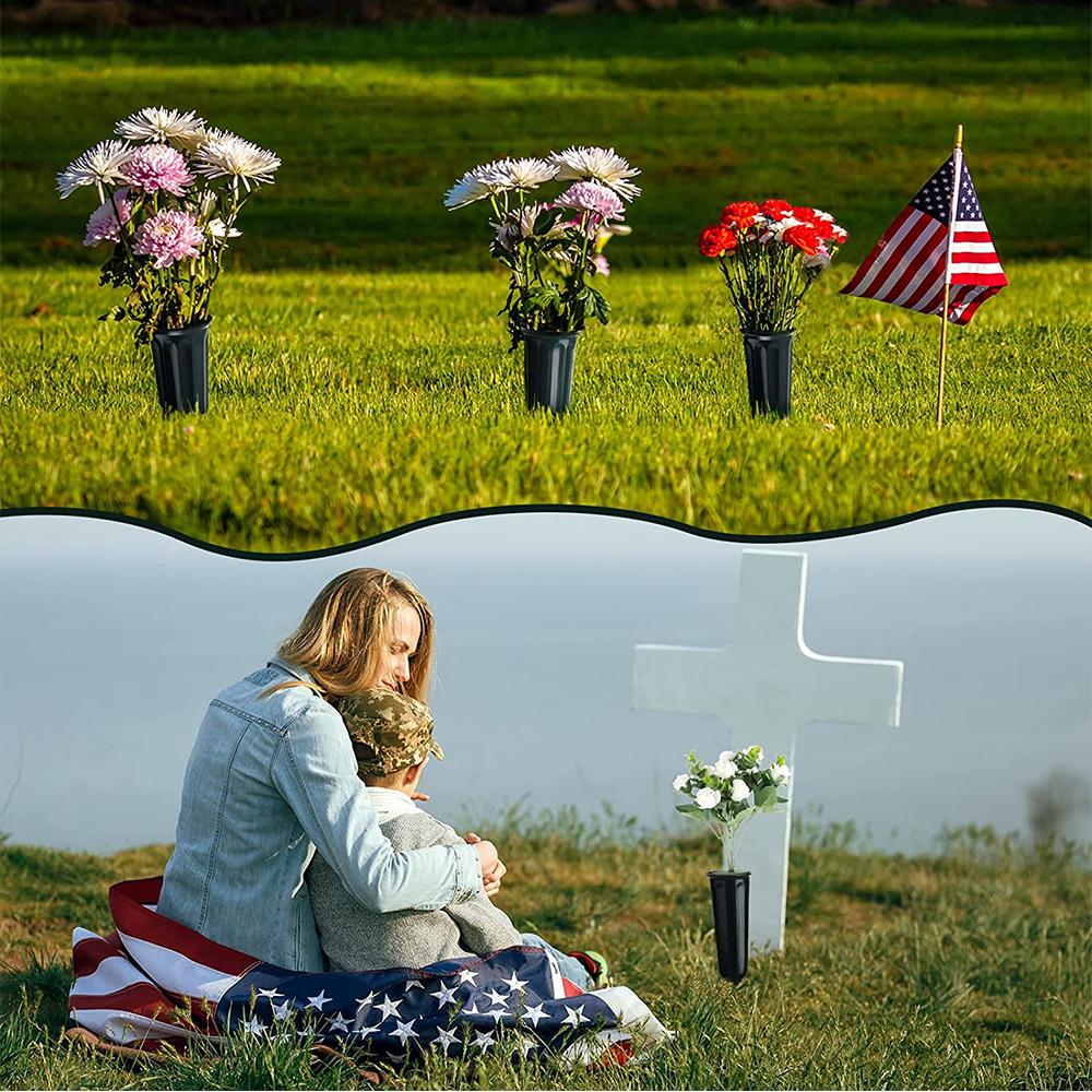 2 Pcs Cemetery Vases with Spikes for Memorial Cemetery Decorations Cone Vase