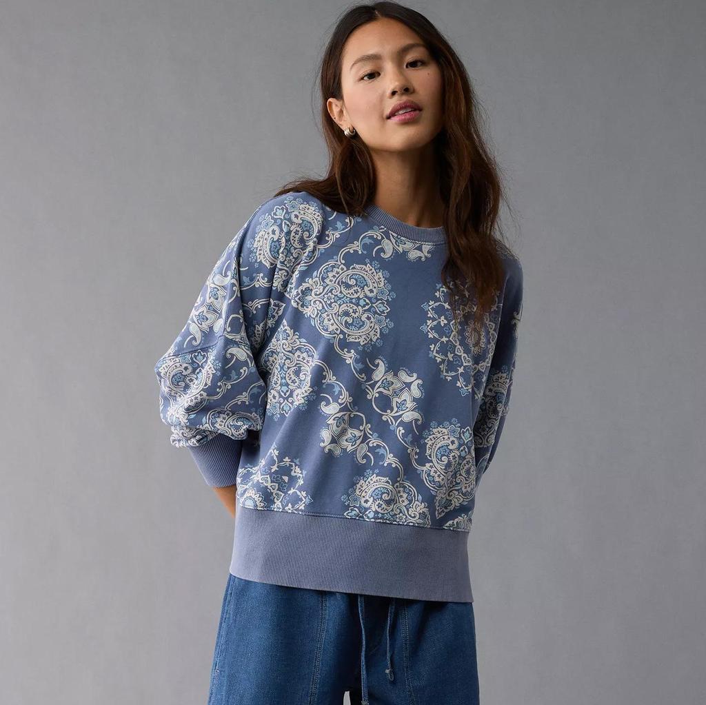 Women's Retro Pattern Crewneck Sweatshirt Bohemian Print Long Sleeve Casual Pullover