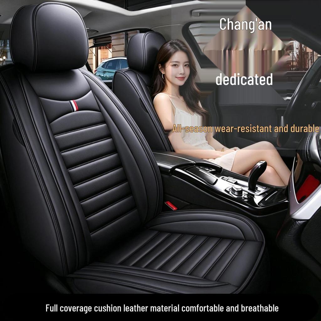 Changan Car Seat Cover: Leather, Full Surround, Universal Fit for Eado Plus, CS35, CS75, CS55, Yuexiang V3