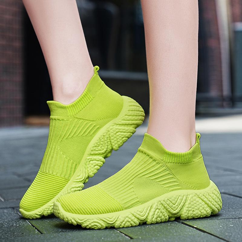 

Summer new men s sports and leisure shoes fly-woven breathable socks shoes middle-aged and elderly walking shoes one-pedal shoes 44