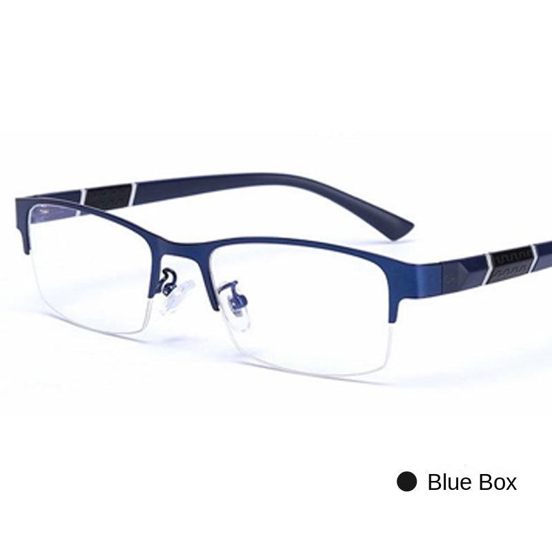 Myopia Glasses New Metal Frame Business Finished Half Frame Men Anti Blue Light Short Sight Eyeglasses