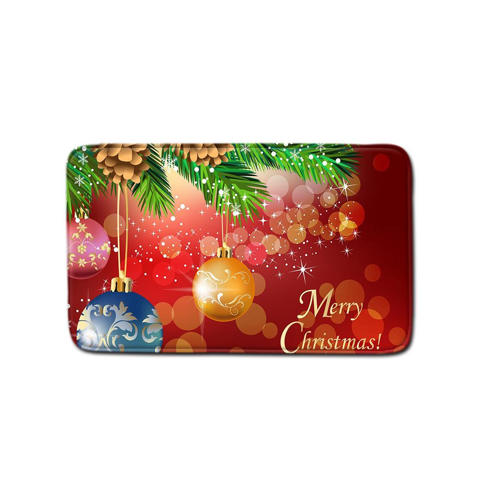 Christmas Printed Shower Curtain Floor Mat Four-Piece Bathroom Toilet Non-Slip Absorbent Carpet Toilet Non-Slip Door Mat