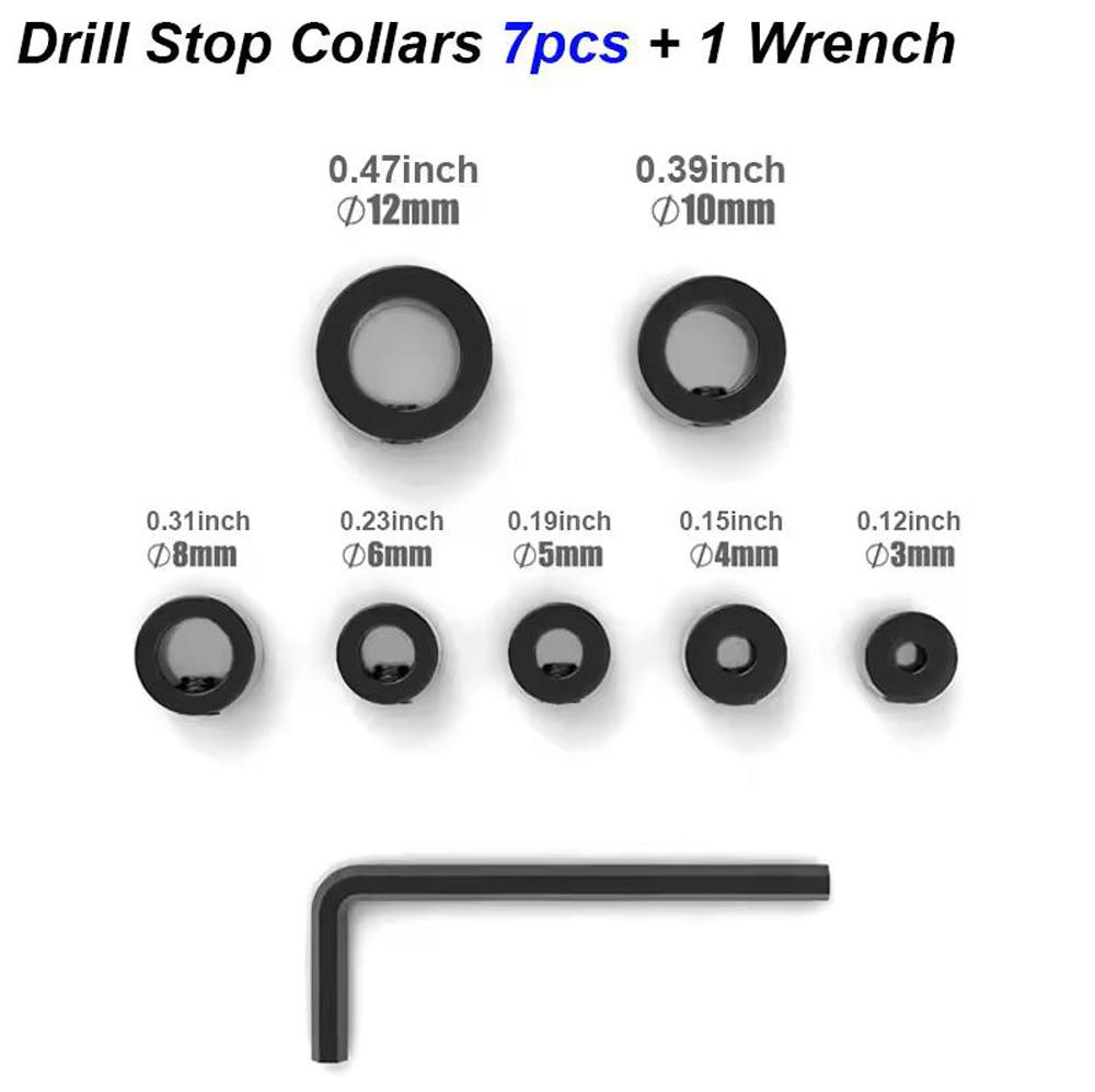 1set Drill Stoper Collar Set Stop Bit Ring Shaft Limit Metric Lock Steel Press Depth Ajustable Positioner Hole Guide Woodwork Tools