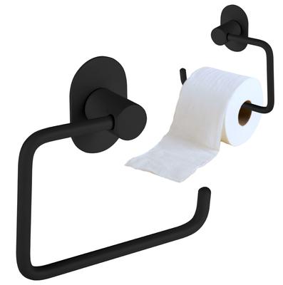 Toilet Paper Holder for Toilet, Wall-mounted, Self-adhesive, Screw-on, Black
