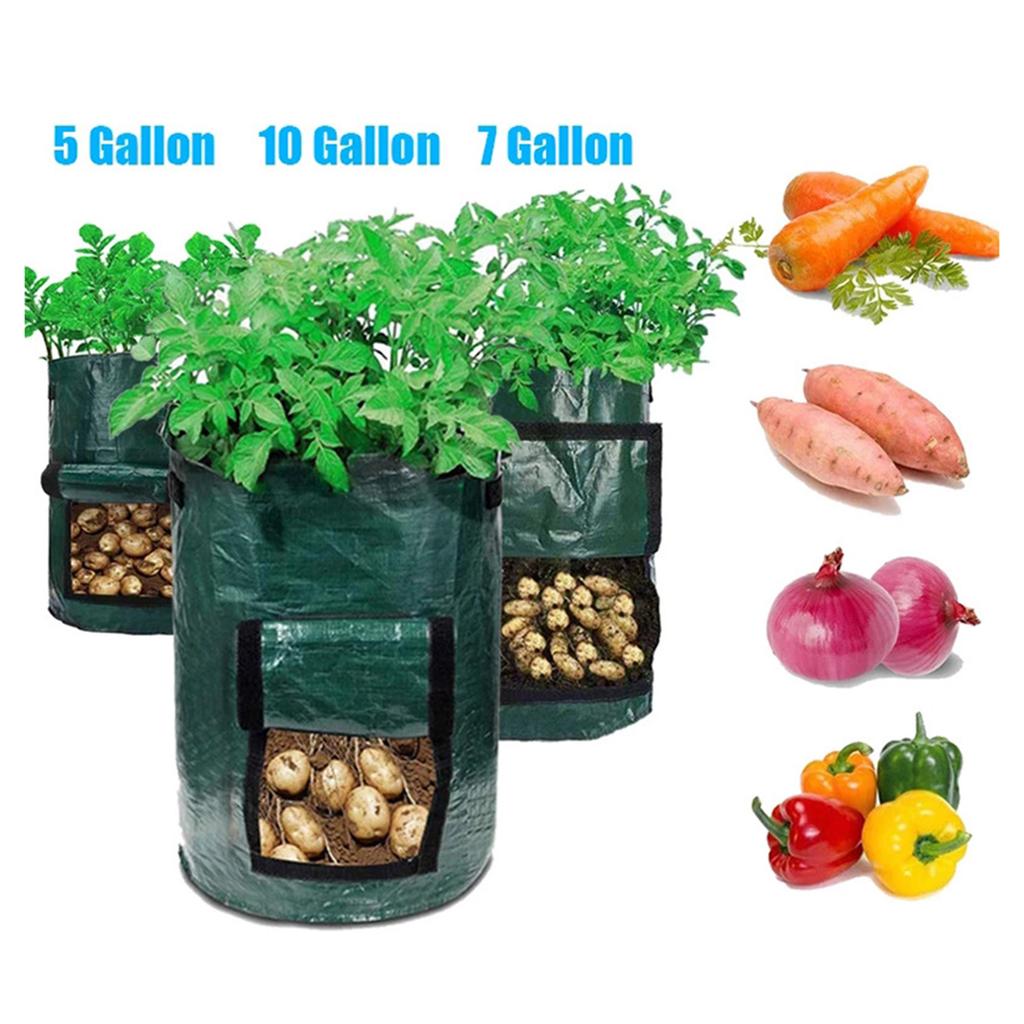 4pcs Garden Planting Bags with Viewing Window Reusable Grow Sacks for Potatoes Tomatoes Practical Plant Containers