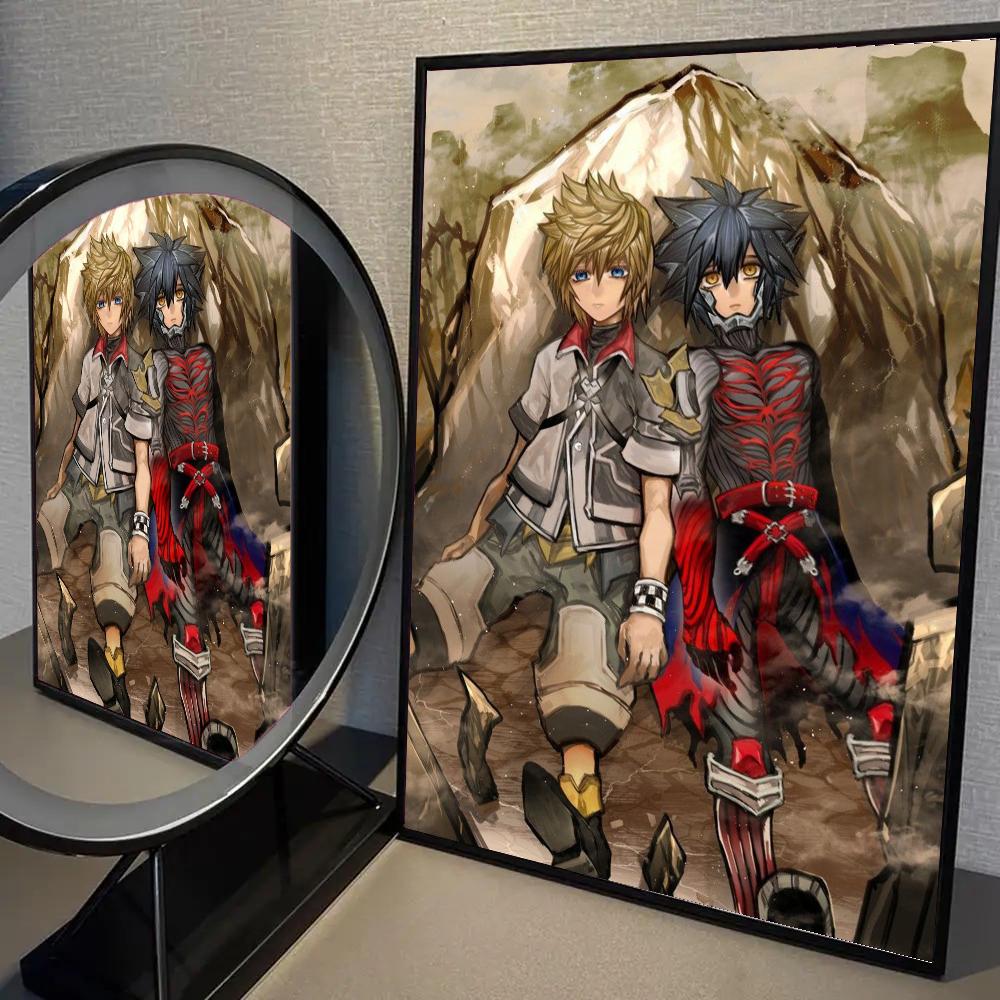 1pc Nordic Kingdom Hearts Anime Poster Self-adhesive Art Waterproof Paper Sticker Coffee House Bar Room Wall Decor