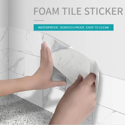 16Pcs Marble Pattern Wall Sticker, Self Adhesive PVC Wall Decoration, Waterproof Kitchen Bathroom Decoration Wall Sticker