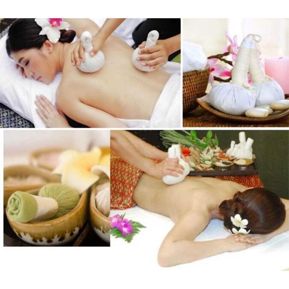 A Pair of 200g Thai SPA Hot Compress Packs - Home Herbal Massage Balls for Face & Body Relaxation & Health Care