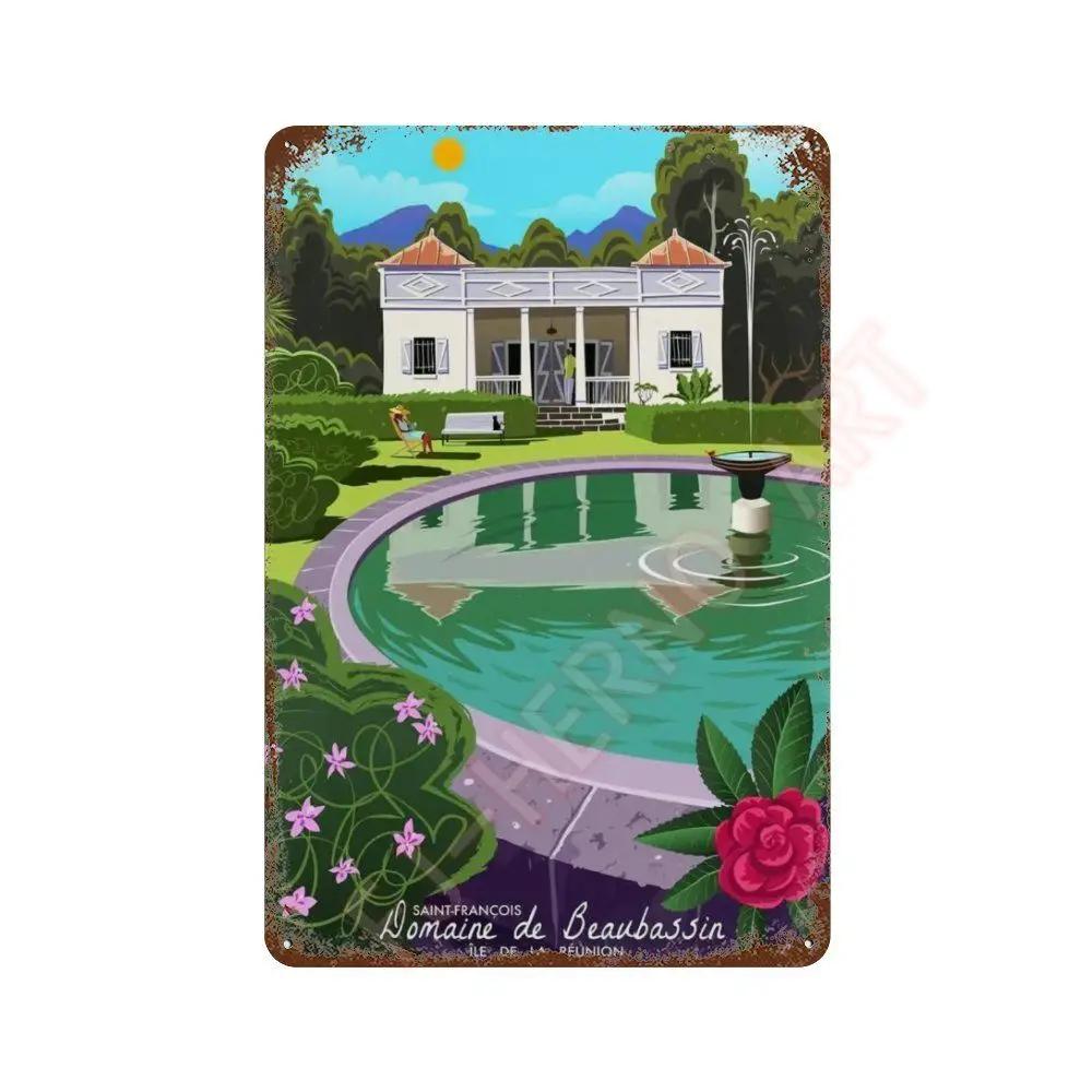 Nordic Travel Poster Aesthetic Vacation Illustration Metal Tin Sign Plaque Wall Mural Plates Home Decoration Kawaii Room Decor