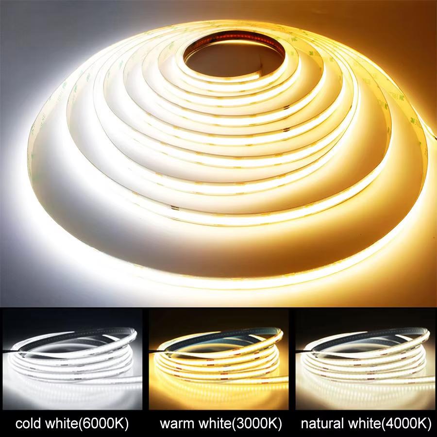 Dimmable COB LED Strip Light 24V 12V 8mm 320 LEDs M Flexible Tape 3000K 4000K 6000K For Bedroom Decoration 1M 5M