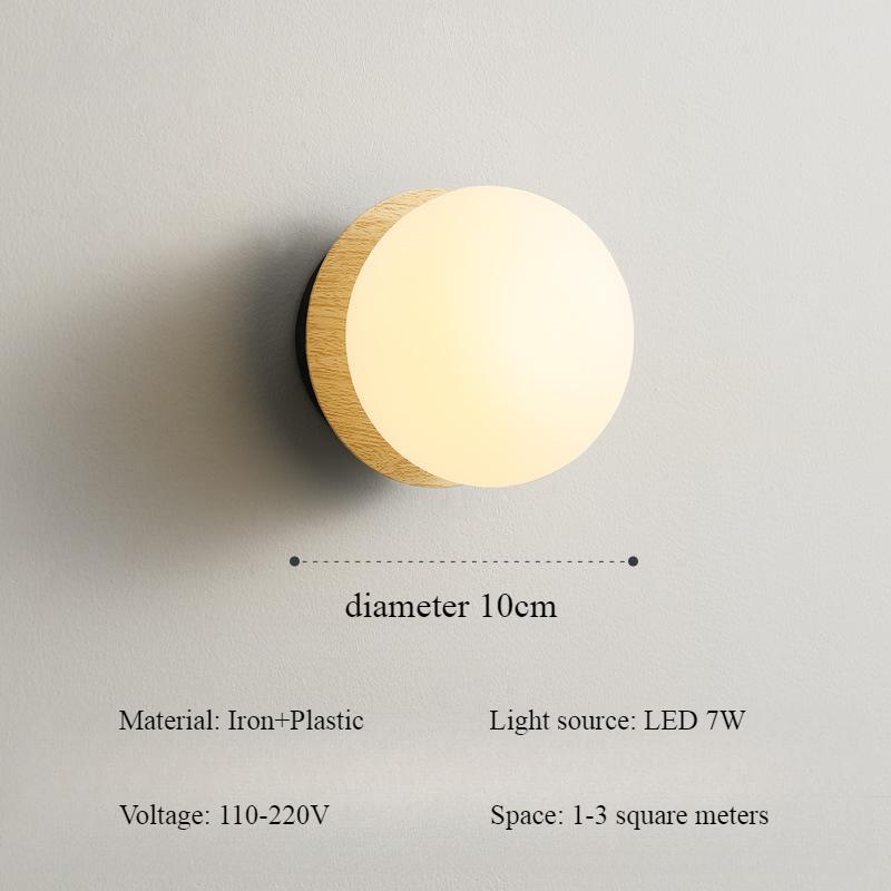 Nordic Wall Lamp Bedroom Bedside Lamp Modern and Simple Creative LED Wood Entrance Hallway Living Room Sofa Wall Lamp Atmosphere