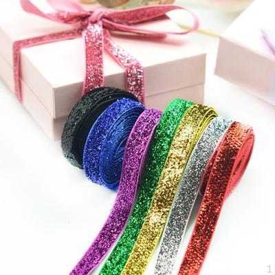 8Yds Assorted Color 3/8" Glitter Velvet Ribbon Headband Clips Bow Decoration