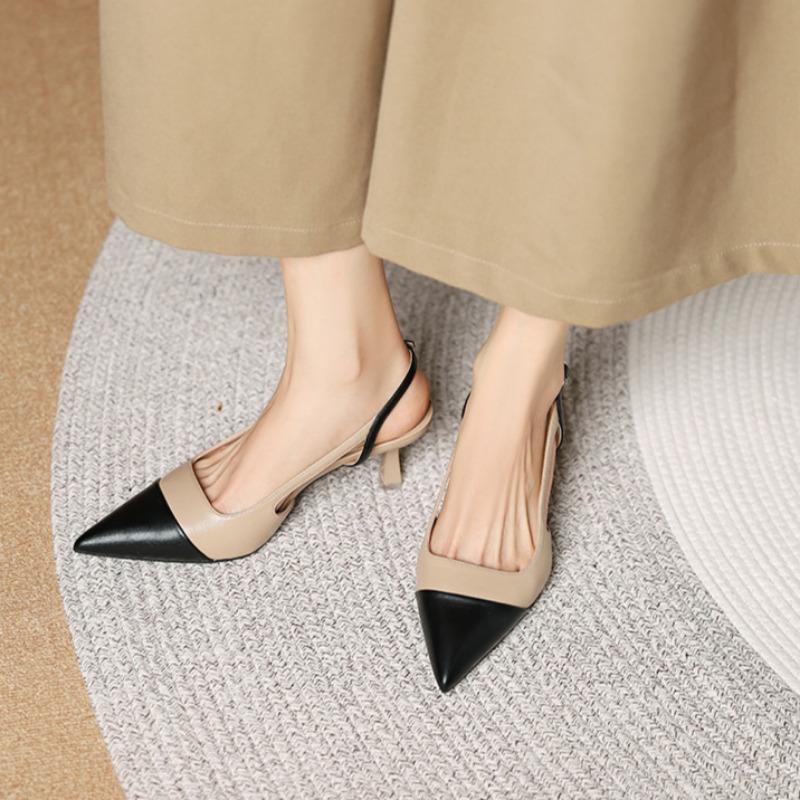 Back Empty Pointed High Heels French Stiletto Sandals Baotou Soft Sole Single Shoes