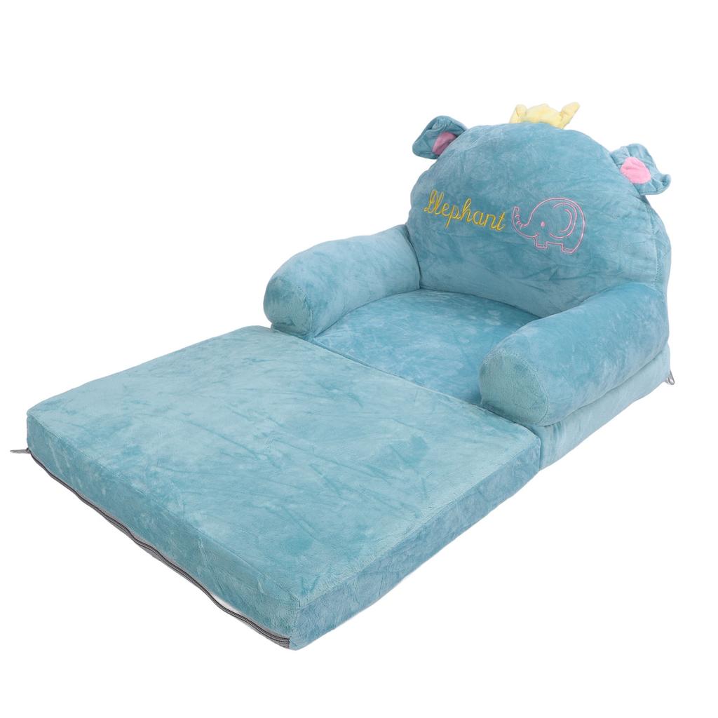 Foldable Kids Sofa Kids Sofa Couch Comfy 2 in 1 Flip Open Couch Sleeper for Kids Elephant Embroidery Pattern 2 Layer