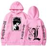 Men's street sweatshirt Death Note L print anime hoodie plus velvet men and women autumn and winter comfortable sweatshirt