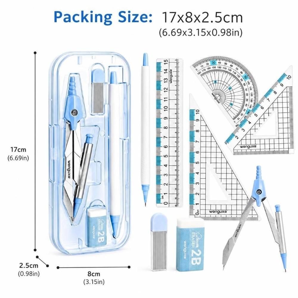 8-teiliges Winkelmesser-Dreiecklineal-Set Schülerzirkel-Set Zeichenzirkel Schulbedarf