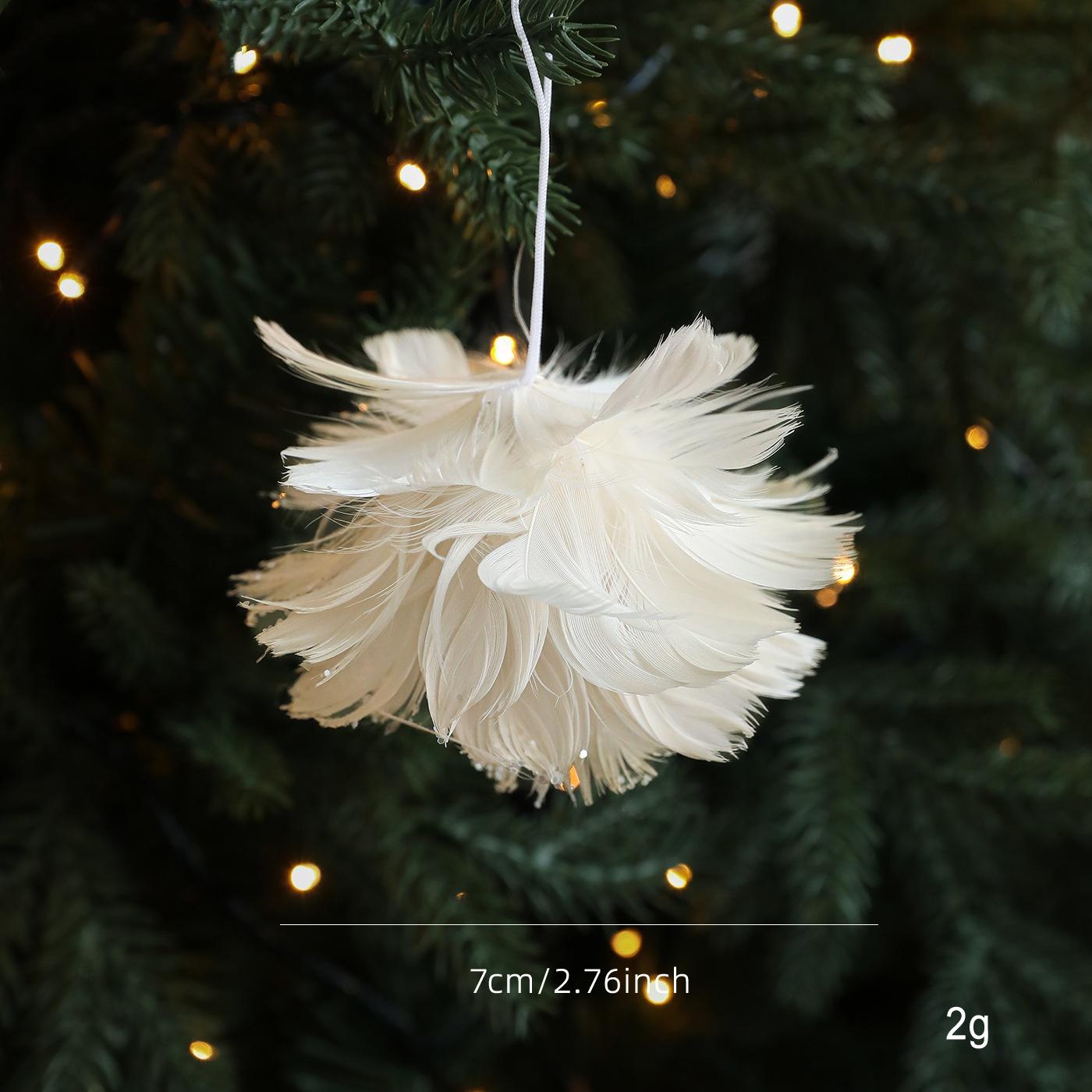 

New Pink White Feather Petals Sticky Powder Christmas Foam Balls Christmas Tree Pendants Christmas Decoration Supplies бежевий