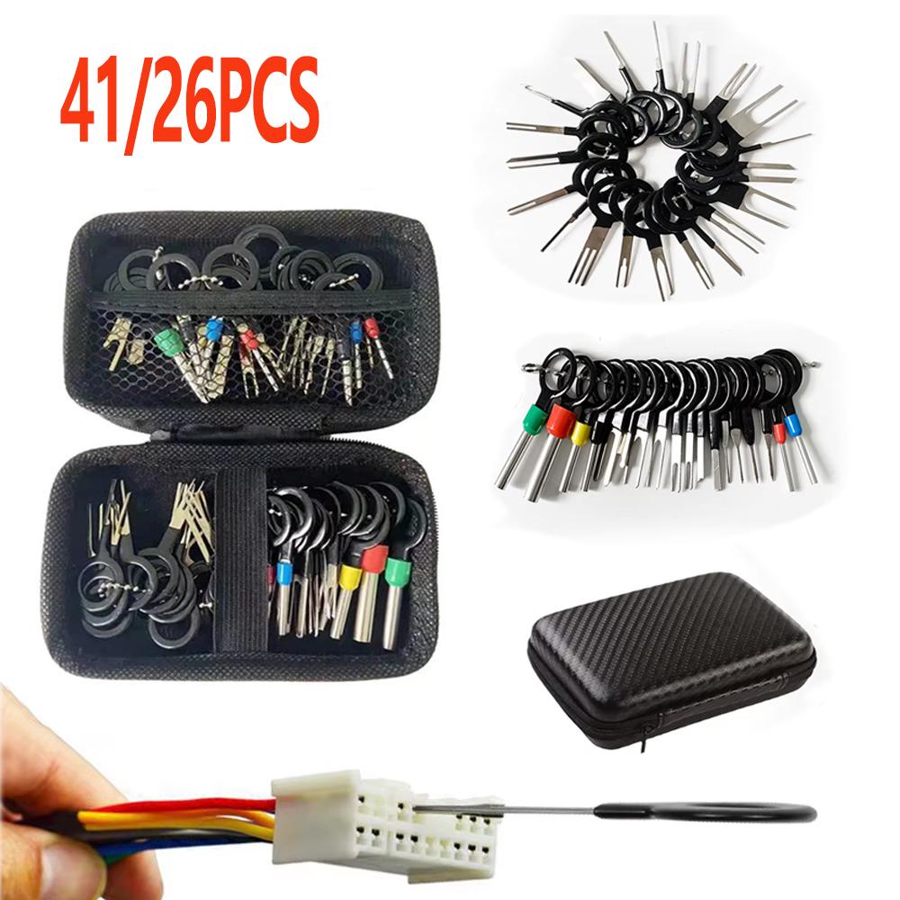 

41/26pcs Car Terminal Removal Kit Box Wire Plug Connector Extractor Puller Release Pin Extractor Set For Automotive Repair 26PCS with box