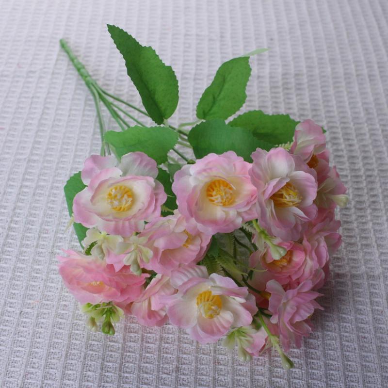 

10pcs Simulation Crabapples Bouquet Silk Fake Flowers Restaurant Decoration Yellow Small Crabapple Artificial Flower Table Decor світло-рожевий колір